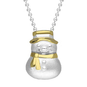 Sterling Silver Yellow Gold Snowman Hat and Scarf Necklace, P3430C.