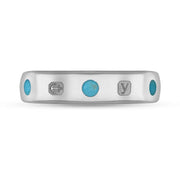Sterling Silver Turquoise King's Coronation Hallmark 5mm Ring R1193_5 CFH