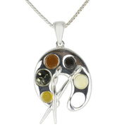 Silver Amber Paint Pallet Necklace P2346