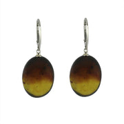Sterling Silver Baltic Amber Egg Drop Earrings. E1762.