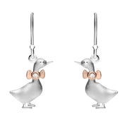 Sterling Silver Rose Gold Cubic Ziconia Goose Hook Earrings E2371