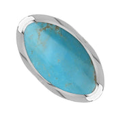 Silver Turquoise King's Coronation Hallmark Large Oval Ring  R013 CFH