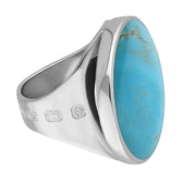 Silver Turquoise King's Coronation Hallmark Medium Round Ring  R610 CFH