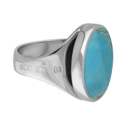 Silver Turquoise King's Coronation Hallmark Small Round Ring R609 CFH