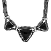 Silver Whitby Jet 3 Triangular Foxtail Necklace