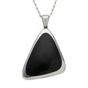 Sterling Silver Whitby Jet Abstract Curved Triangle Shaped Necklace P1749