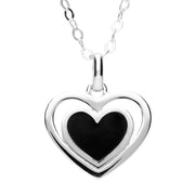 Silver Whitby Jet Heart in Heart Pendant Necklace P3007