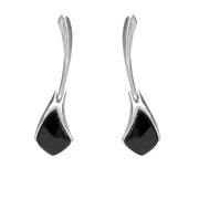 Sterling Silver Whitby Jet Curved Tapered Drop Earrings E1798