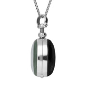 Sterling Silver Whitby Jet Heritage Glass Large Oval Locket. P2650.