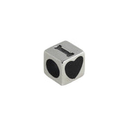 Sterling Silver Whitby Jet I Love U Cube Charm. G541.