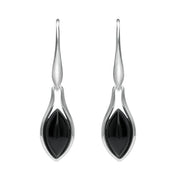 Sterling Silver Whitby Jet Marquise Part Set Drop Earrings E1814