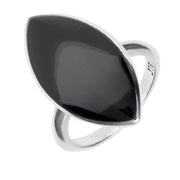 Sterling Silver Whitby Jet Marquise Ring R642