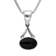 Sterling Silver Whitby Jet Heritage Oval Necklace. P384.