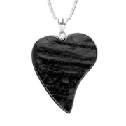 Sterling Silver Whitby Jet Rough Cut Heart Necklace PUNQ0004978