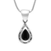 Sterling Silver Whitby Jet Small Beaded Pear Necklace P165
