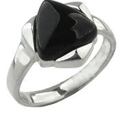 Sterling Silver Whitby Jet Triangular Part Set Ring