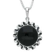Silver Whitby Jet Unique Round Heavy Rope Edge Necklace PUNQ0005774