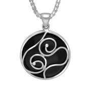 Sterling Silver Whitby Jet Unique Sterling Silver Loop Detail Necklace PUNQ0005752