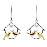 Silver Yellow Gold Two Turtle Doves Hook Earrings E2374