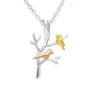 Sterling Silver Yellow and Rose Gold Partridge in a Pear Tree Necklace