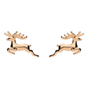 Sterling Silver Rose Gold Reindeer Stud Earrings E2377