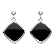 Sterling Silver Whitby Jet Cushion Square Drop Earrings E1035