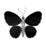 Sterling Silver Whitby Jet Large Butterfly Brooch, 00022792