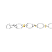 Sterling Silver 18ct Yellow Gold Oval Link Handmade Bracelet