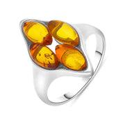 Sterling Silver Amber Oval Cluster Ring, R722