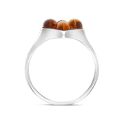 Sterling Silver Amber Oval Cluster Ring