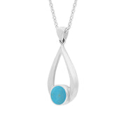 Sterling Silver Turquoise Teardrop Necklace. P086.