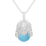 Sterling Silver Turquoise Zodiac Leo 10mm Bead Pendant, P3626.