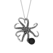 Sterling Silver Whitby Jet Octopus Necklace, P3410