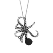 Sterling Silver Whitby Jet Octopus Necklace, P3410