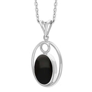 Sterling Silver Whitby Jet Oval Open Frame Necklace Punq0007663