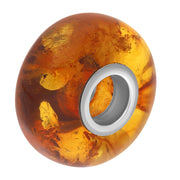Sterling Silver Amber Smooth Bead Charm D AM003