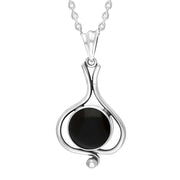 Sterling Silver Whitby Jet Oval Open Frame Necklace PUNQ0007441