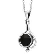 Sterling Silver Whitby Jet Oval Open Frame Necklace PUNQ0007441