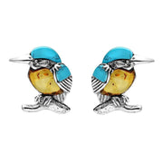 Sterling Silver Amber Turquoise Small Kingfisher Two Piece Set P3501 and E2523