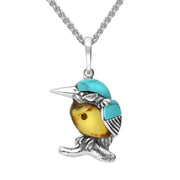 Sterling Silver Amber Turquoise Small Kingfisher Two Piece Set P3501 and E2523