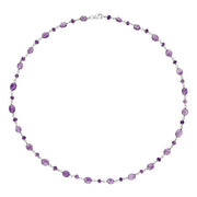 Sterling Silver Amethyst Bead Chain Link Necklace, N952_16.