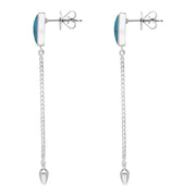 Sterling Silver Aquamarine Lineaire Long Drop Stud Earrings. E2240_2