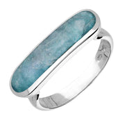 Sterling Silver Aquamarine Lineaire Petite Oval Ring, R1006.