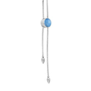 Sterling Silver Aquamarine Lineaire Round Stone Adjustable Necklace. N1136._2