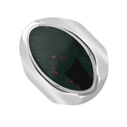 Sterling Silver Bloodstone Medium Oval Ring, R012
