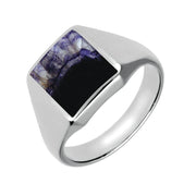 Sterling Silver Blue John Oblong Signet Ring. R181