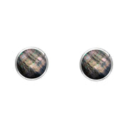 Sterling Silver Dark Mother of Pearl 4mm Classic Small Round Stud Earrings, E001