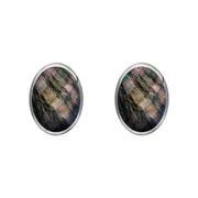 Sterling Silver Dark Mother of Pearl 7 x 5mm Classic Small Oval Stud Earrings, E005
