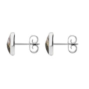 Sterling Silver Dark Mother of Pearl 8mm Classic Large Round Stud Earrings, e004