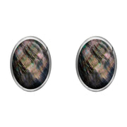 Sterling Silver Dark Mother of Pearl 8 x 10mm Classic Large Oval Stud Earrings, E007
